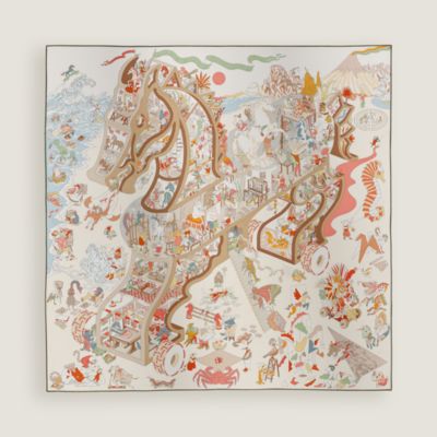 HERMÈSカレ90 Academia Hippicaアカデミア・ヒッピカ Academia Hippica scarf 90 - Brown | Hermès Netherlands